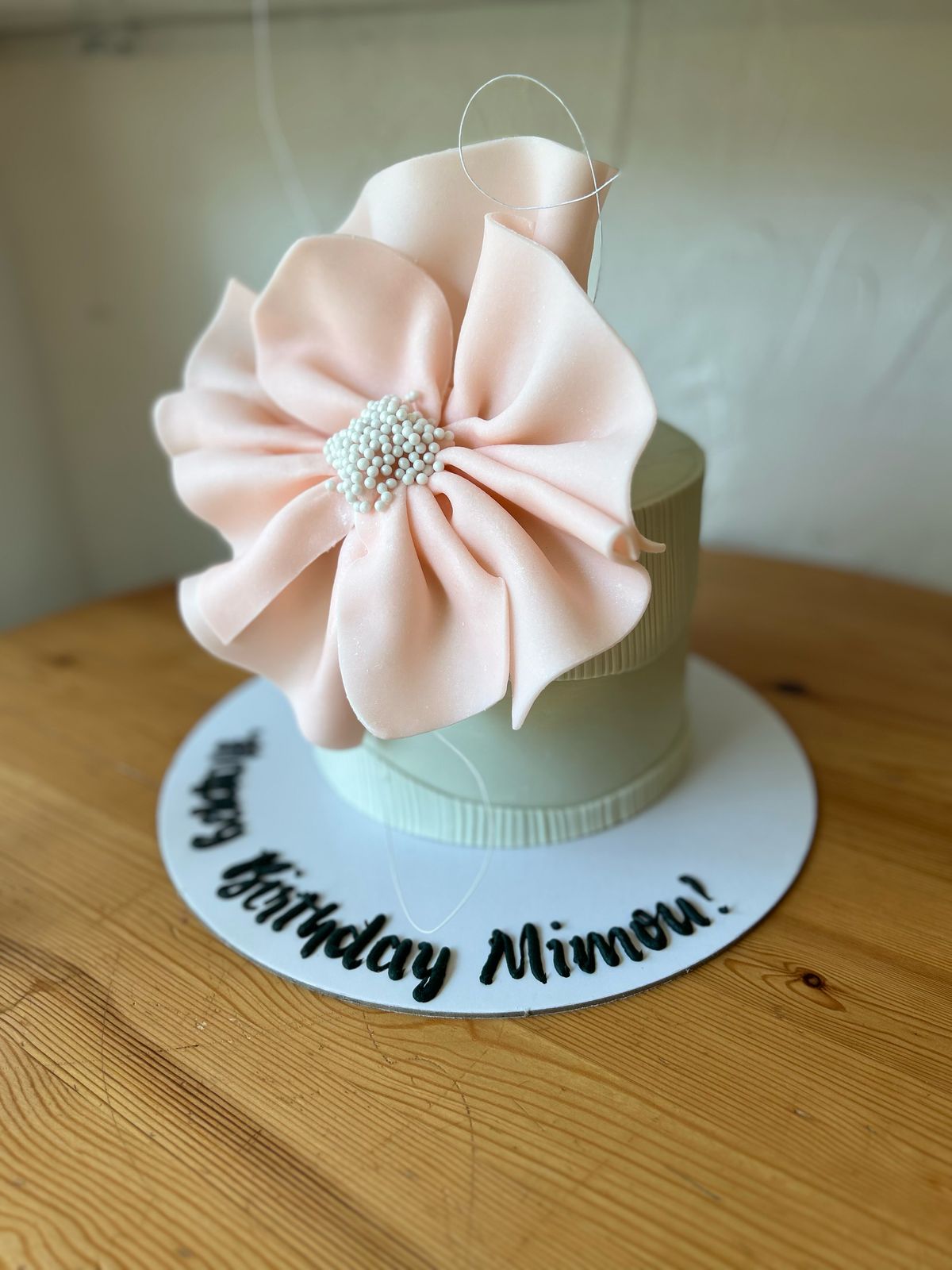 Big Pink Fondant flower Cake